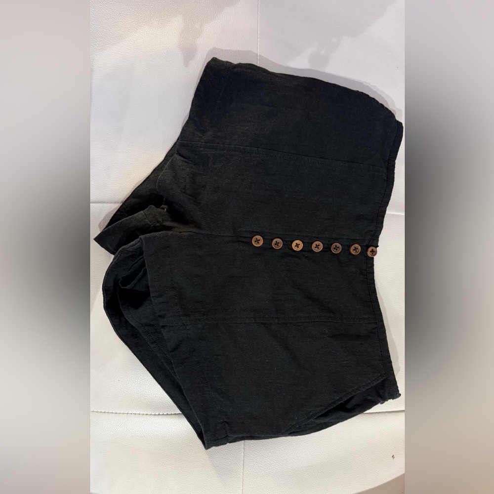 Black High-Waisted Shorts with Button Detail free people